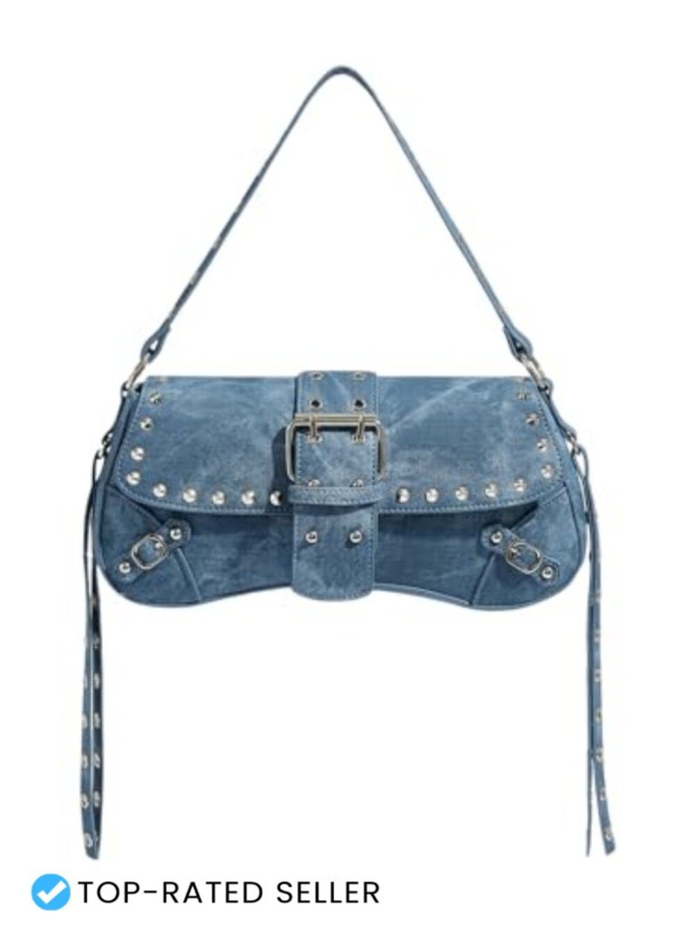 Y2K Gothic Punk PU Leather Shoulder Bag Clutch with Stud Detail